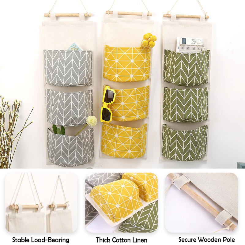 COVRA 3-Pack Wall Hanging Storage Bags – Over-the-Door Organizers with