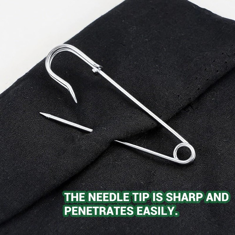 15 Pcs Large Safety Pins, 3 Inch / 75 mm
