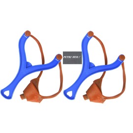Set of 2 Feeding Slingshots Blue + Free Petri Heil! Sticker