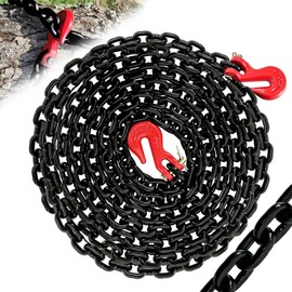 SENKEYFE 1/4" Log Chain- 20FT Heavy Duty Chain with 3300 Lbs Safety Load |G80 Trailer Binder Safety Chain with G70 Clevis Grab Hooks for Transporting|Towing Truck Tie Down Binding Equipment(EP Black)
