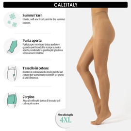 CALZITALY Toeless Pantyhose, Sheer Tights, Open Toe stockings with Cooling Effect (XX-Large, Skin)