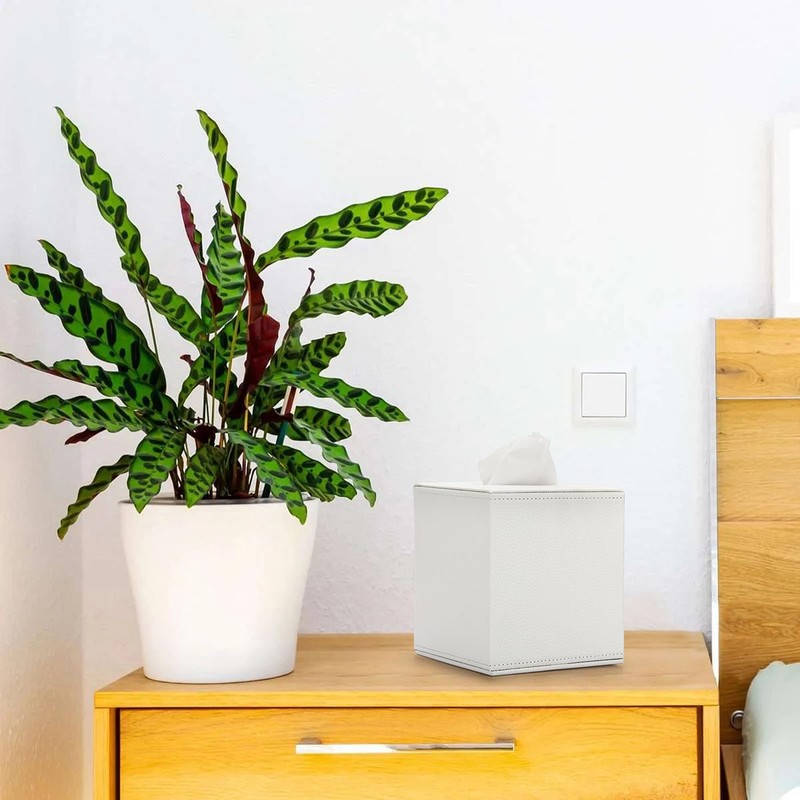 BTSKY PU Leather Cube Tissue Holder Box - Household/Office Square
