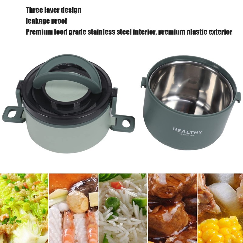 3-Layer Thermal Lunch Box, Leak-Proof, Vacuum Insulated Thermos Container for