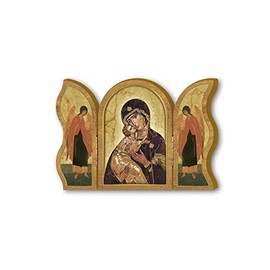 BONELLA BROTHERS Bonella Brothers | Devotional wooden triptych of Our Lady of Tenderness 6x9cm | Made in Italy