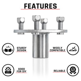 AlveyTech 4" x 4" Go-Kart Live Axle Hub with 1" to 3/4" Step-Down - 1/4" Keyed Shaft, 8 Inch Rear Front Wheel, x4 Lug Set Kit, Replacement Assembly Parts, Quad ATV Cart Gokart Golf Trike Wheels (2)