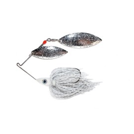 Nichols Lures Pulsator Metal Flake Double Willow Spinnerbait, White/Silver, 3/8-Ounce