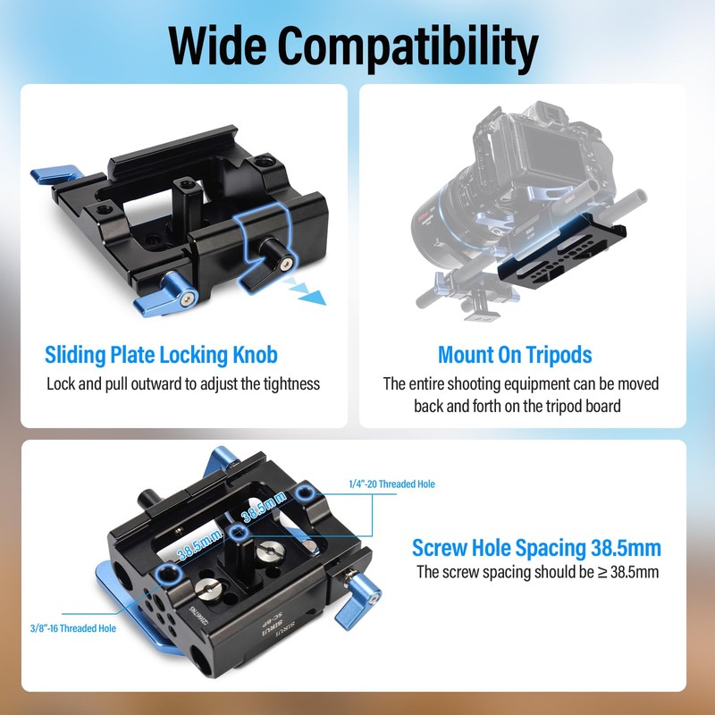 SIRUI 15mm Rod Rail Base Plate with Carbon Fiber Rods,