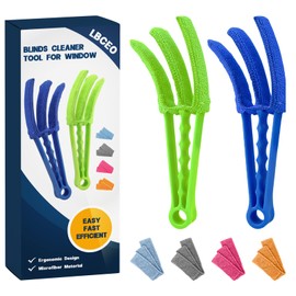 Blind Cleaner Duster Brush, 2-Pack Window Blind Cleaner Tool with 6 Washable Microfiber Sleeves, 3-Arm Venetian Duster for Wood & Mini Blinds, Shutters, AC Vents and Car Air Vents