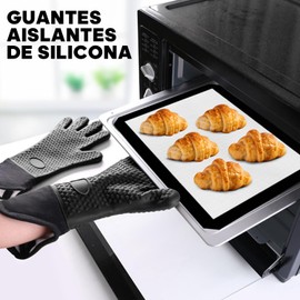 BAIRUI 7 Piezas Guantes de Cocina, Guantes Asador de Parrilla y Guantes de Horno y Soportes para Ollas,Guantes para Horno,Guantes para Cocina,Guantes Cocina Antideslizantes (Negro)