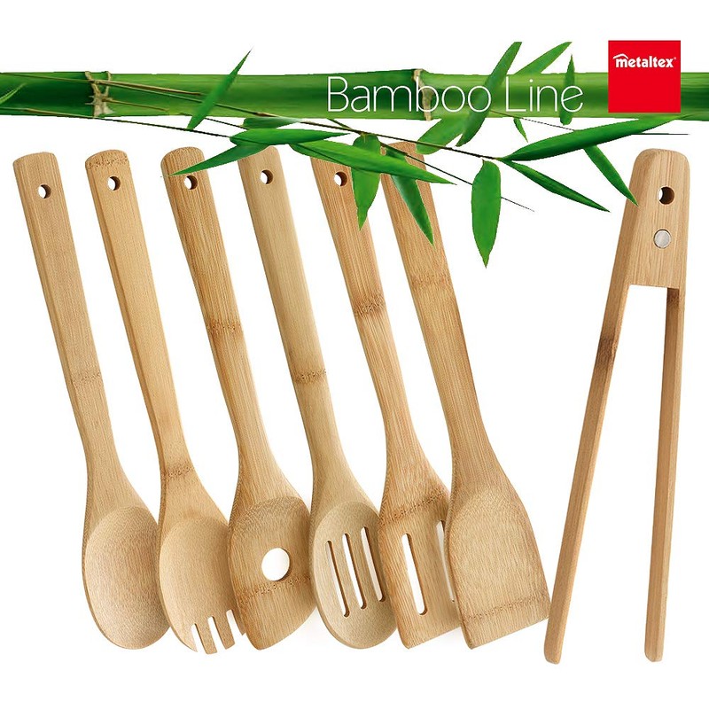 METALTEX -Bamboo Line Slotted Turner, Made of Bamboo Wood, Spatula,