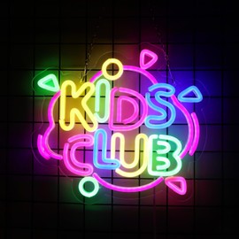 Kids Club Neon Sign,Dimmable USB-Powered 3D Wall Art, Kids' Room, Bedroom,Classroom & Playroom Wall Decor,Ideal Gift for Children12.8" X 11.7"