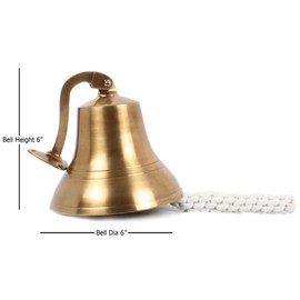 6" Antique Brass Bell Wall Mounted Nautical Bell Ships Bell Hanging Bell Christmas Bell