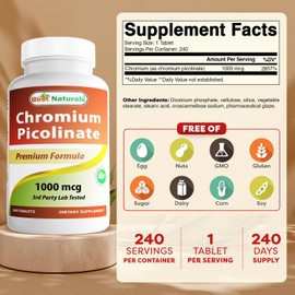 Best Naturals Chromium Picolinate 1000mcg 240 Tablets