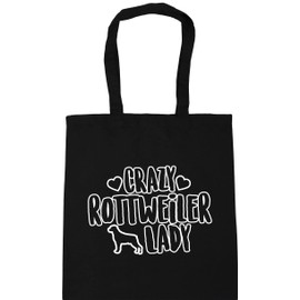 Hippowarehouse Crazy Rottweiler lady dog Tote Shopping Gym Beach Bag 42cm x38cm, 10 litres