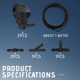 Rebvugr Windshield Washer Nozzles Kit, Front Windshield Washer Nozzle Assembly, 76810-SZA-A01ZA Wiper Spray Washer Jet and Fluid Hose with Connectors for Honda Pilot 2009-2012 2014 2015