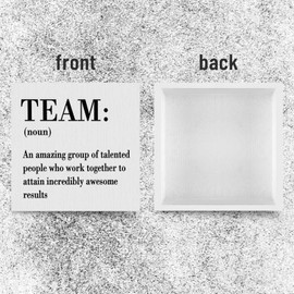 Inspirational Team Sign Office Wooden Box Sign Decor for Women Men, Team Definition Teamwork Wooden Plaque for Bookshelves Tables Living Room Shelf Bedrooms Office Tabletop Decorations 5 x 5 Inches