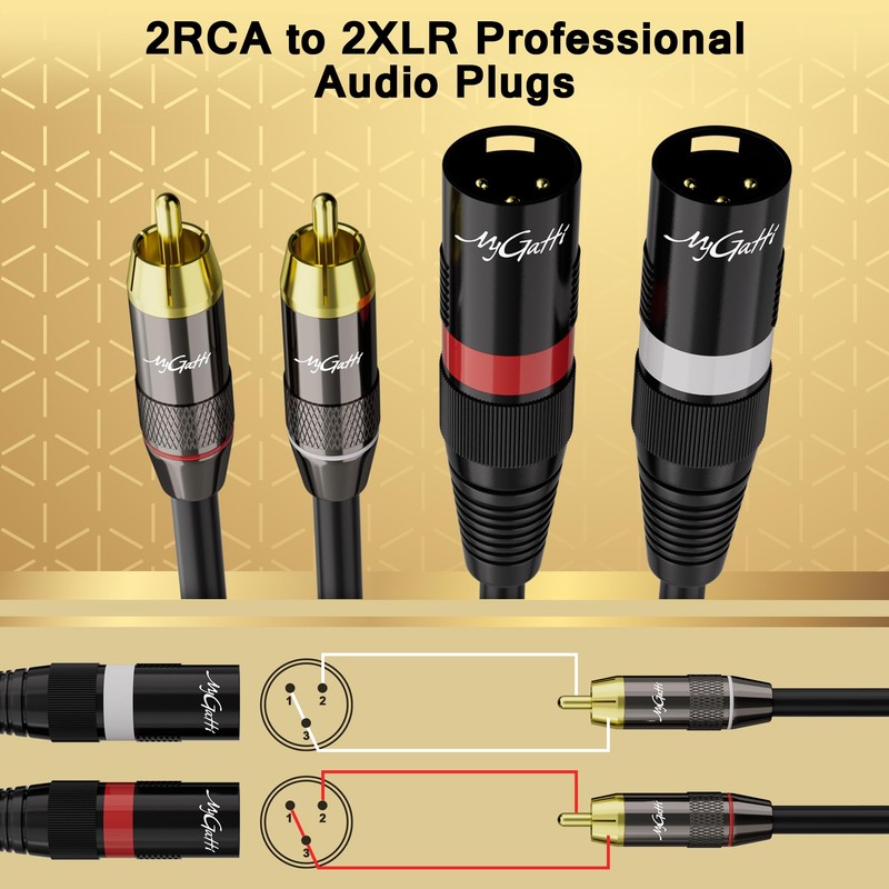 Dual XLR to 2 RCA Stereo Audio Cable 20 FT,