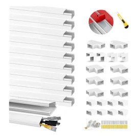 Canaleta Para Cable Pvc 10m(1x2cm X100cm 10pzs) Con 20 Codos Blanco