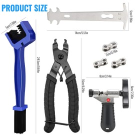 Rivets Bicycle Chain Repair Set, 7 Pieces Chain Tester Bicycle Chain Tool Set, Bicycle Chain Rivets and Chain Lock Pliers, Bicycle Tool Set for Road Bikes, Mountain Bikes