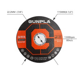 Gunpla Cut Off Wheels 20-Pieces Metal and Stainless Steel Cutting Discs, 115mm x 1.2mm x 22.2mm Thin Abrasive Blades Set for Angle Grinders, Metals, Iron Sheets