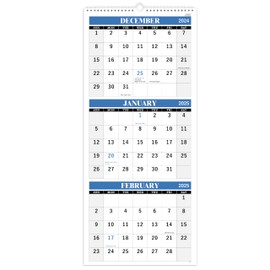 2025 Wall Calendar - 3-Month Wall Calendar Display (Folded in a Month), January 2025 - December 2025, 11" x 26", 3 Month Calendar - Haze Blue