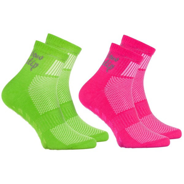 Rainbow Socks - Boys and Girls Cotton Non-Slip Sports Socks, 2 x Purple Green