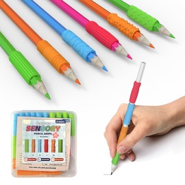 24 Pack Silicone Textured Pencil Grips for Adults - Sensory Fidget Toys and Pencil Grips for Kids Handwriting - Anxiety Relief Items for ADHD Special Education Classroom Must with Fidget Pen