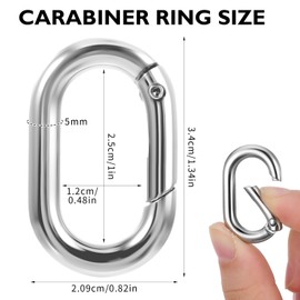 Pack of 10 Small Carabiners 1 Inch Silver Carabiner Climbing O-Ring Small Carabiner Hooks Carabiner Silver Suitable for Car Key Chain Hooks and Purse Key Ring Replacement Parts