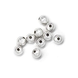 TJS 5 Pcs 925 Sterling Silver Beads, Nickel-Free 925 Silver Beads, 4mm Diameter, Hypoallergenic, Plain Round & Hollow Beads for Jewellery Making, Perfect for Bracelet Making and Jewellery Crafting