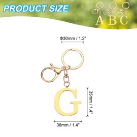 PATIKIL Initial Letter Key Chain, Letter A-Z Keychain Initials Keyring Cute Metal Alphabet Keyrings for Keys Handbag Backpack, Golden (G)