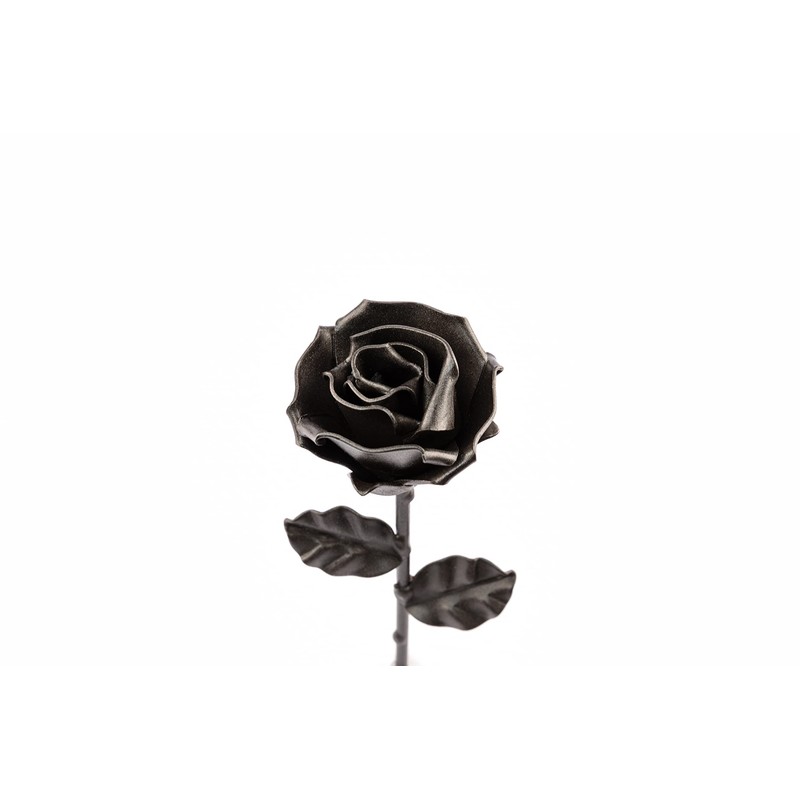 Wrought Iron Eternal Rose with Base - Hand Forged (Black)