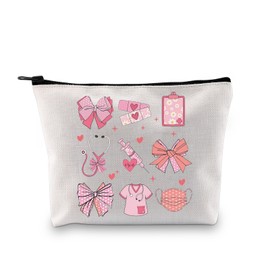 BDPWSS Coquette Nurse Gift Pink Bow Nurse Graduation Gift New Nurse Makeup Bag Nurse Appreciation Gift Nurse Life Toiletry Bag (Pink Bow Nurse bagCA)