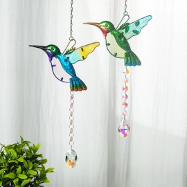 16Inch Hummingbird Suncatcher,Decorative Light Catcher & Crystal Prism Rainbow Maker, Featuring a Crystal Ball and Hanging Chaincolor: Colorful, Type: hanging, Size: 42cm