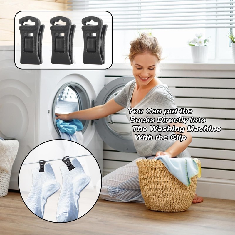 Pack of 60 Sock Clips for Washing Machine and Dryer,