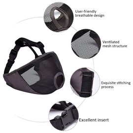 Short Snout Dog Muzzle- Adjustable Bulldog Muzzle Breathable Mesh Dog Mask for Biting Chewing Barking Training Licking and Grooming (S(9"-12"), Gray（Full Face）)