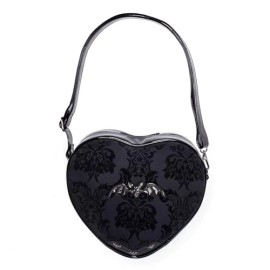 Rock Rebel Damask Heart Shoulder Bag Black