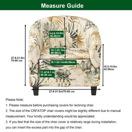 CRFATOP Soft Club Chair Slipcover Stretch Barrel Chair Covers Printed Tub Chair Slipcovers Round Couch Covers Spandex Armchair Sofa Cover Removable Furniture Protector for Living Room,08