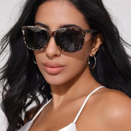 TJUTR Polarised Sunglasses for Women UV400 Protection Retro Square Sun Glasses Ladies Chic Stylish Shades for Driving Travel