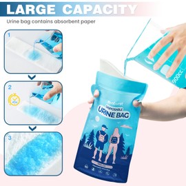 SUNBURST Pee Bags for Travel for Women and Men,24PCS Disposable Urine Bags with Big Funnel, 900CC Portable Travel Urinal Bags for Women Men Kid Use to Travel Camping Traffic