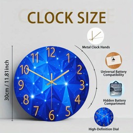 Galaxy Starry Night Wall Clock for Living Room Decor Kitchen Wall Clocks Battery Operated 12 Inch Round Acrylic Decorative Wall Clock Non Tickin Clock (Galaxy Starry Night Wall Clock)