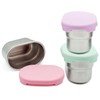 WeeSprout Stainless Steel Dip Containers (Pastel Pink, Purple, Mint)