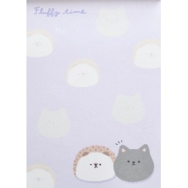 Crux Fluffy Time Hedgehog & Cat Mini Memo Pad (100902)~KAWAI