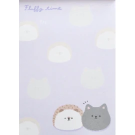 Crux Fluffy Time Hedgehog & Cat Mini Memo Pad (100902)~KAWAI