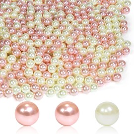 EGKamh 600Pcs Cream&Pink Vase Filler Pearl Beads for Crafting 10mm Beads No Holes Decor Suitable for Wedding Decor, Party Decorations, Centerpiece Table Decorations