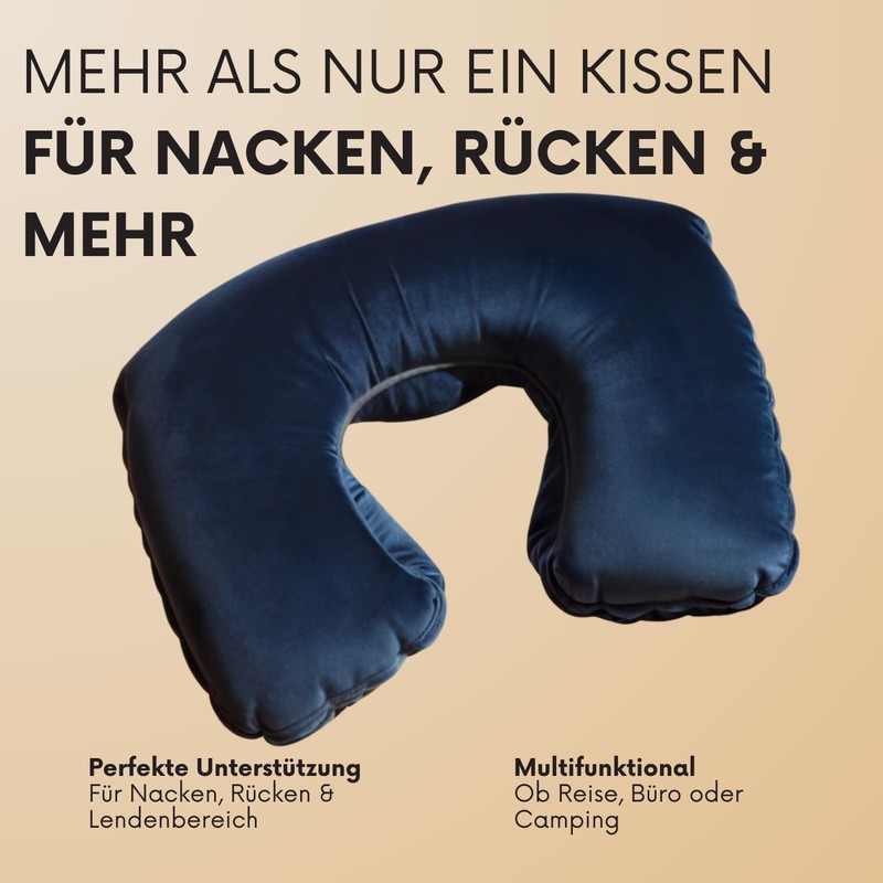 3 x Inflatable Travel Pillow Neck Pillow Air Cushion Camping