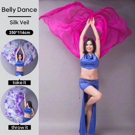 Nimiman 98"x45" Women Chinese Real Silk Belly Dance Veils Dancer Hand Scarves Gradual Colors (Purple)