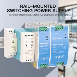 MK-SMPS-DR15-24 15W 24V DR AC to DC Slim DIN Rail Power Supply, AC 100V-240V to DC 24V Power Supply Switch Converter, with Overload Protection, UL Listed