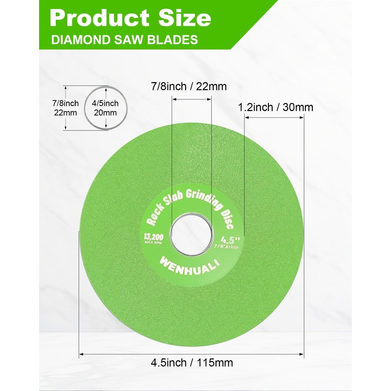 WENHUALI 4.5 Inch Diamond Rock Slab Grinding & Cutting Disc