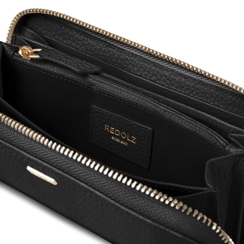 REDOLZ Women's Large Leather Wallet | Large Zip Compartment, 16