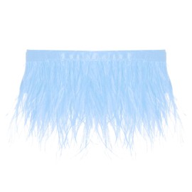 2 Yards Ostrich Feathers Trim Fringe Ribbon Natural Ostrich Feathers Trim Fringe with Satin Ribbon 3-4 Inches for Sewing Crafts Costumes Decoration, DIY Dress, Boots Wedding Decoration (Blue)
